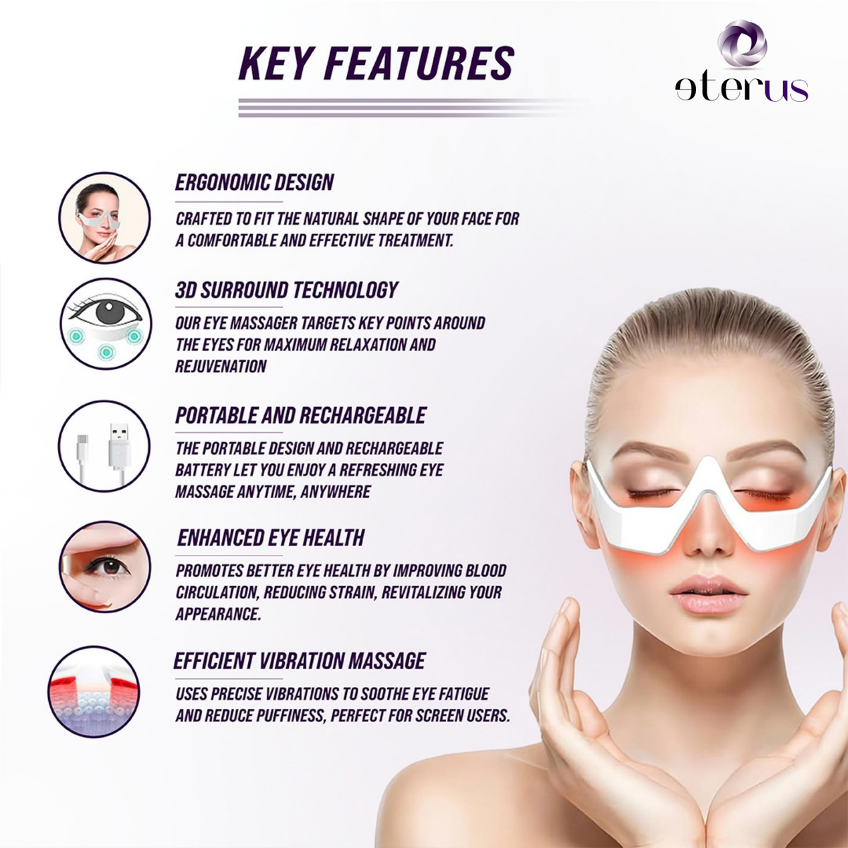 Under-Eye Red Light Therapy Skin Care Massager